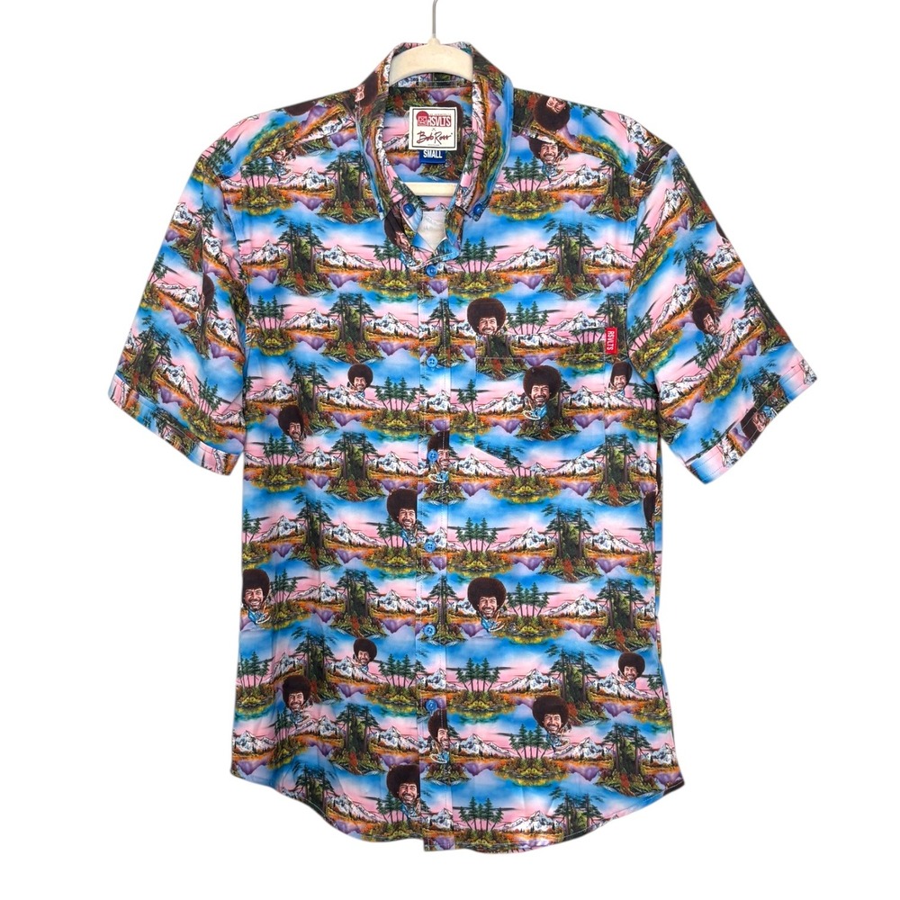 RSVLTS The Roosevelts Bob Ross Happy Little‎ Shirt Button Up Mens Small